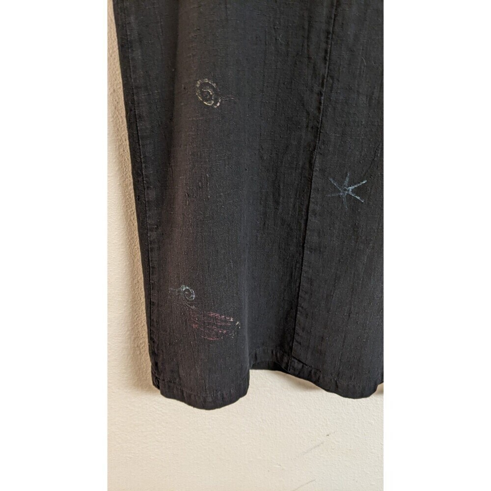 Women's Black Linen Sleeveless Mermaid Ocean Theme Casual Dress S/M - Picture 9 of 9